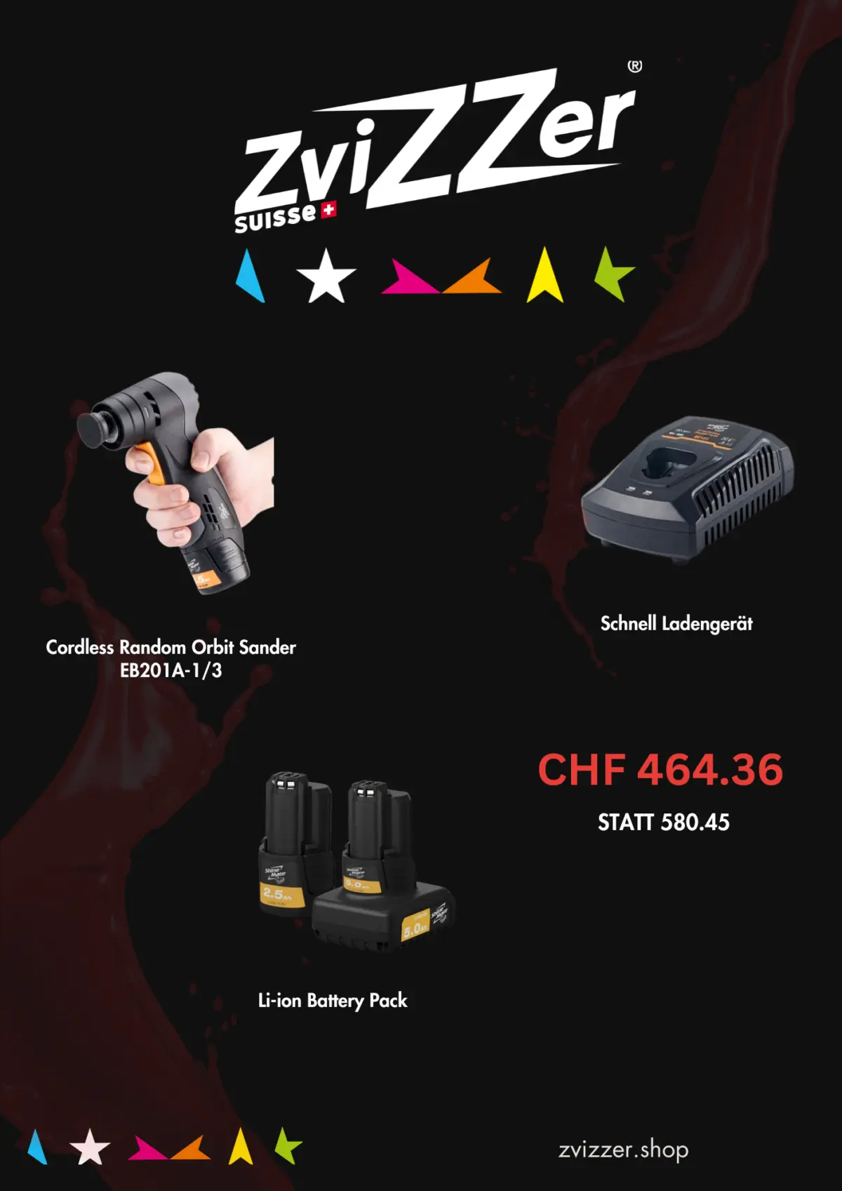 Cordless Random Orbit Sander Eb201A-1/3 Set