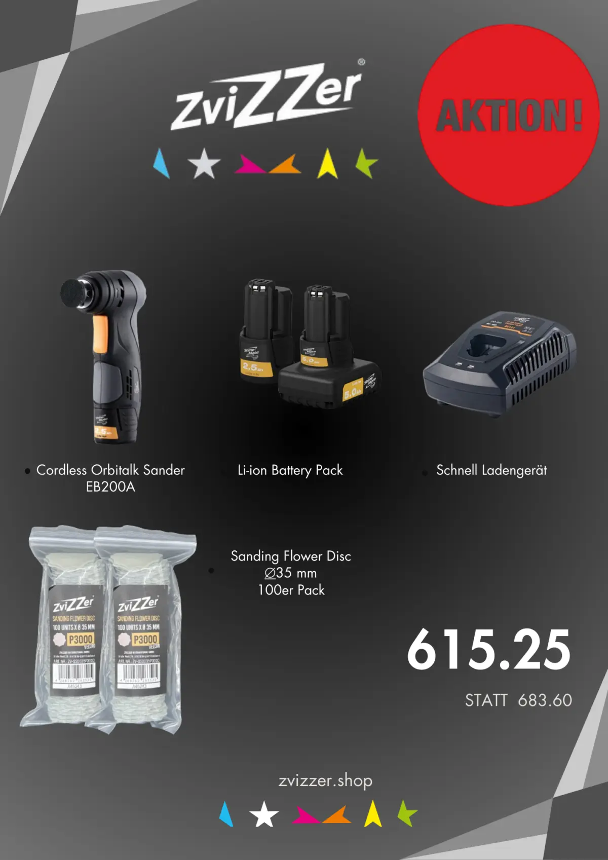 Cordless Orbital Sander EB200A Set Mit Schleifpapier